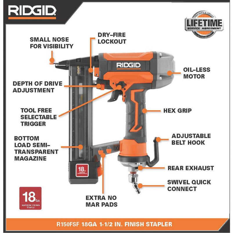6 Gal. Portable Electric Pancake Air Compressor W/ 18GA Brad Nailer, 16GA Straight Finish Nailer, and 18GA Finish Stapler R69603FK