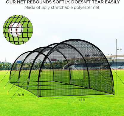 Baseball Batting Cage Net Batting Cages for Backyard Portable Baseball and Softball Batting Cages with Pitching Machine Hole and Detachable Door for