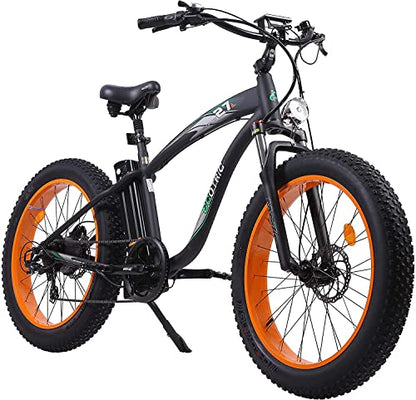 750W Electric Bike 26 in Fat Tire Adult Electric Bicycles 48V 13Ah Removable Lithium Battery E-Bike with Suspension Fork Aluminium Frame Beach Snow