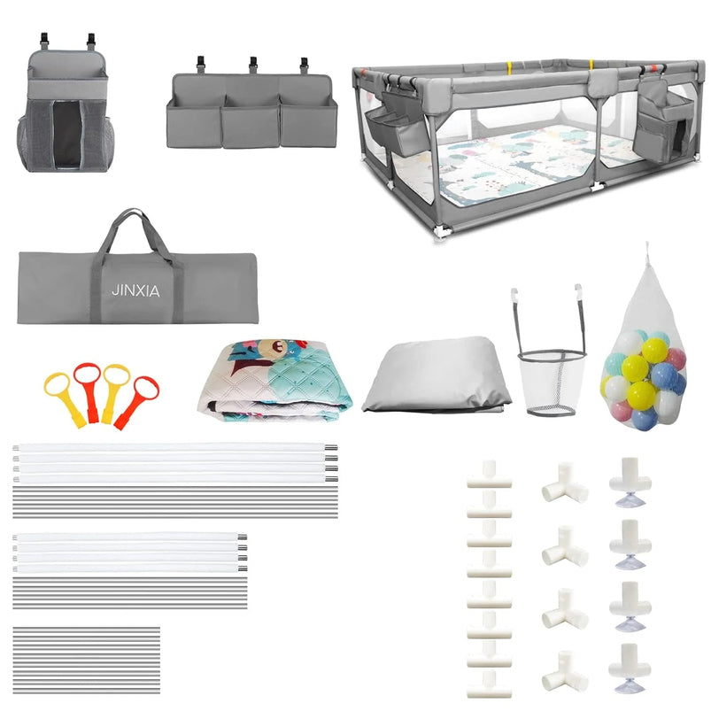 Baby Playpen with Mat 75" 59", Extra Large Playpen for Babies and Toddlers with Storage Bag, BPA-Free, Non-Toxic, Safe No Gaps Playards for Babies