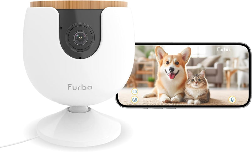 360 Degree Cat Camera, See Your Cat from Anywhere, Rotating 360 Degree Cat Tracking, Treat Toss, Color HD Night Vision, 2-Way Audio