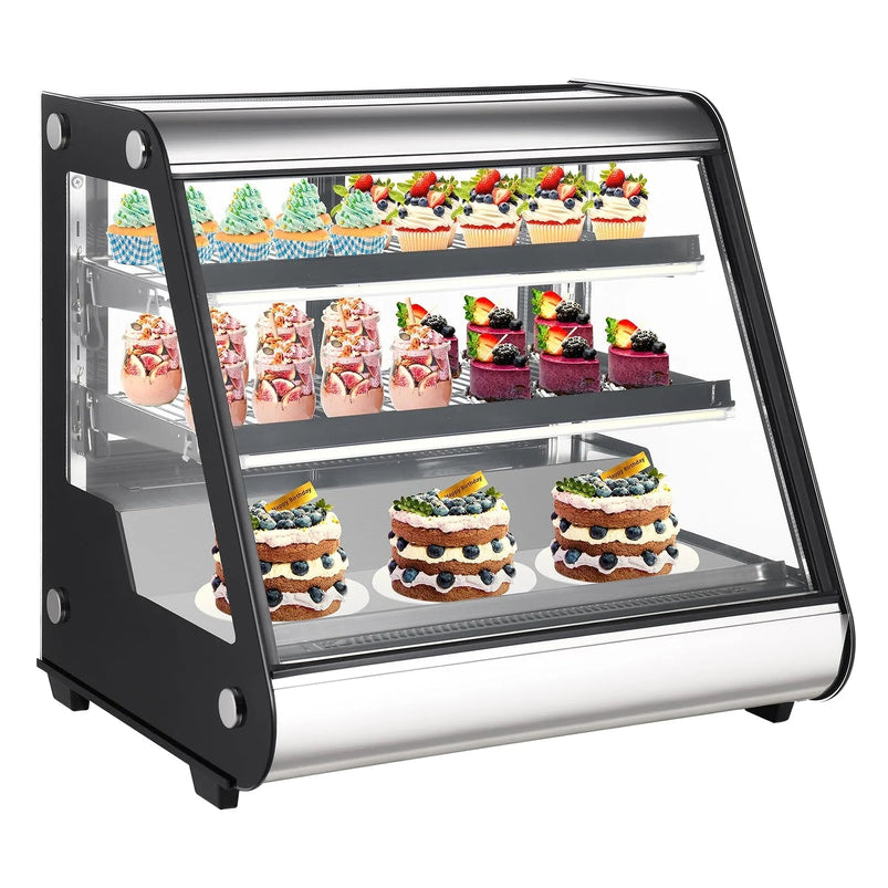 Commercial Refrigerator Display Case 130L 4.6 Cu. Ft., Auto Defrost, Tempered Glass Plus LED Lighting, Countertop Commercial Use, 2025