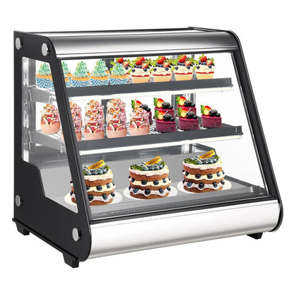 Commercial Refrigerator Display Case 130L 4.6 Cu. Ft., Auto Defrost, Tempered Glass Plus LED Lighting, Countertop Commercial Use, 2025