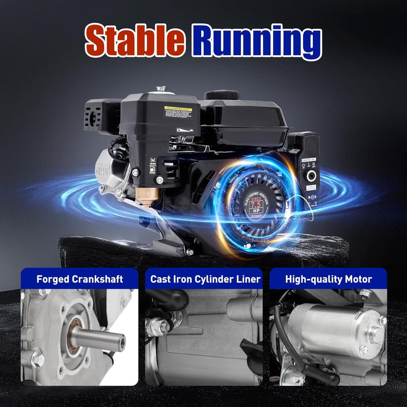 7.5HP 212CC 4-Stroke OHV Gasoline Engine with Electric Start for Go-Karts, Compressors, Generators, Durable and Fuel Efficient