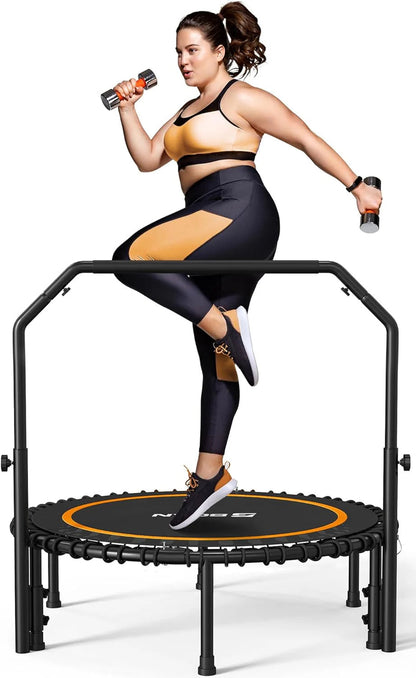 Bcan 450/550 Lbs Foldable Mini Trampoline, 40"/48" Fitness Trampoline with Bungees, U Shape Adjustable Foam Handle