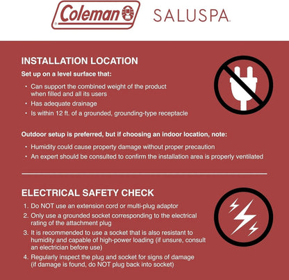 4 to 6 Person Inflatable Hot Tub Square Portable Outdoor Spa with 114 Soothing Airjets and Insulated Cover, Gray-Coleman