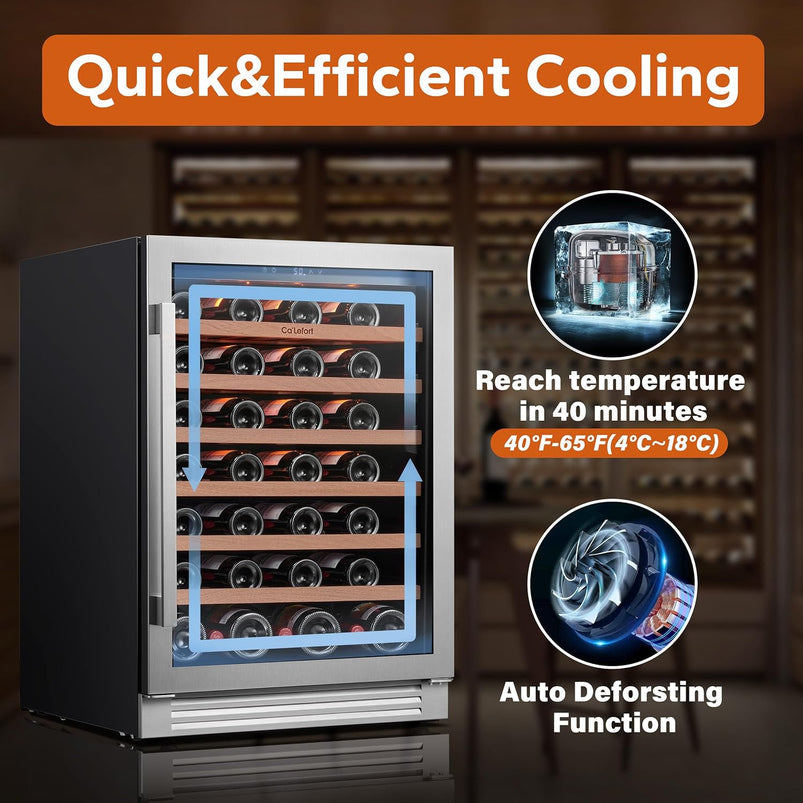 24 in Wine Cooler Refrigerator, 46 Bottle Wine Fridge Dual Zone with Modern Touch Intelligent Digital 40 Degree -65 Degree F Low Noise