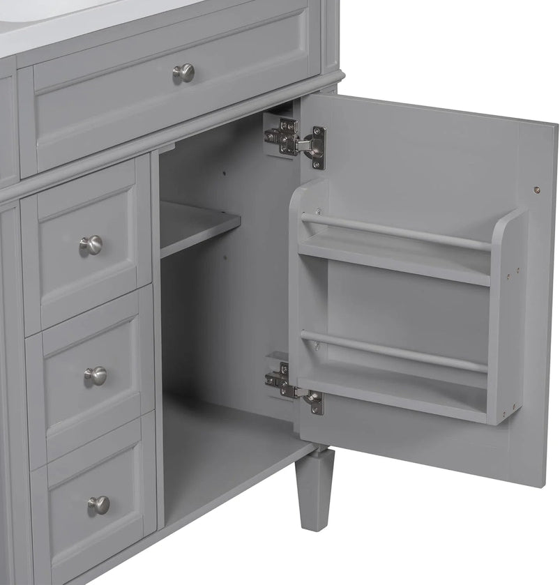 36" Bathroom Vanity with Single Sink Combo, Modern Undermount Bathroom Sink Cabinet with 2 Drawers and a Tip-Out Drawer