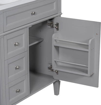 36" Bathroom Vanity with Single Sink Combo, Modern Undermount Bathroom Sink Cabinet with 2 Drawers and a Tip-Out Drawer