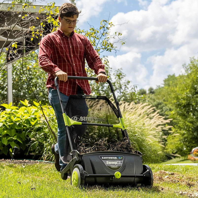 21-Inch Width Leaf and Grass Push Lawn Sweeper, Black