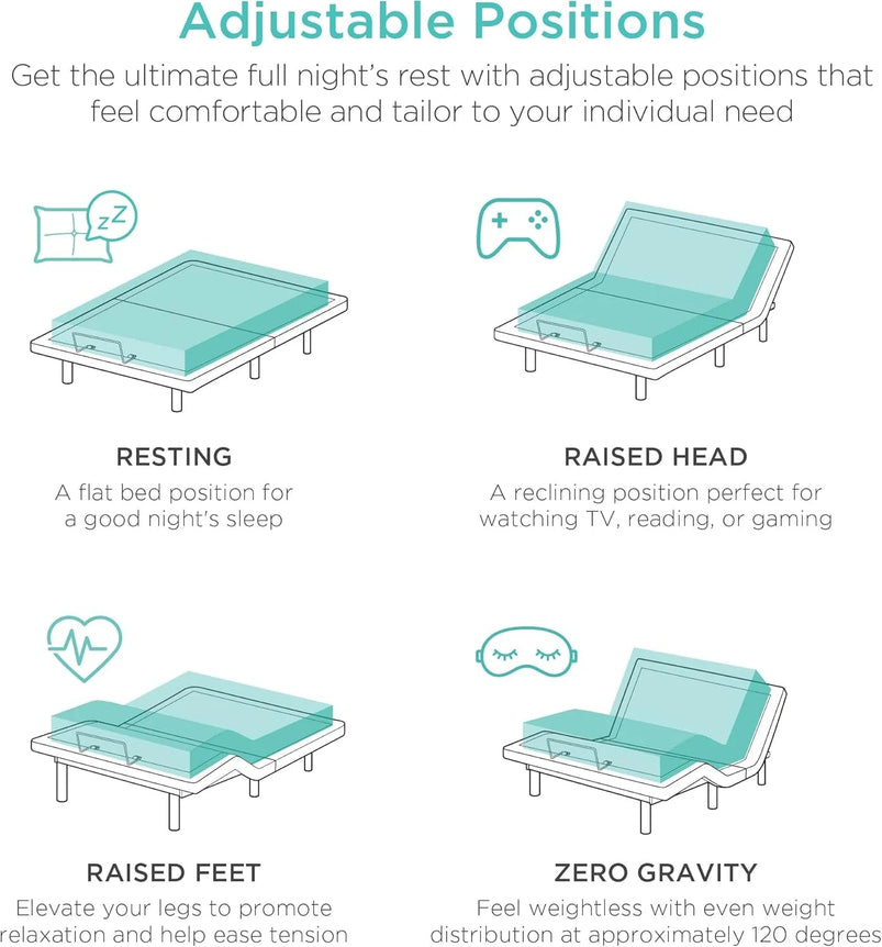 Best Choice Products Ergonomic Twin XL Size Adjustable Bed Frame, Electric Base W/Wireless Remote Control, Nightlight, Massager, 2 USB Ports