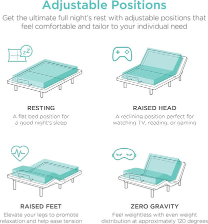 Best Choice Products Ergonomic Twin XL Size Adjustable Bed Frame, Electric Base W/Wireless Remote Control, Nightlight, Massager, 2 USB Ports