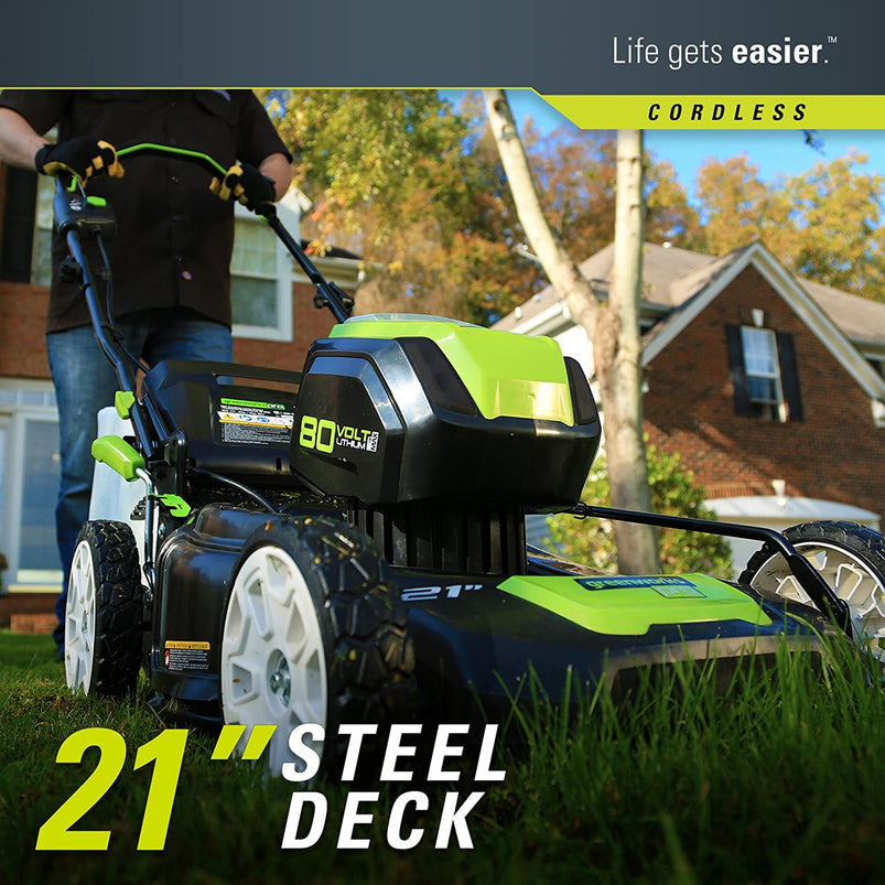 21-Inch 80V Lawn Mower, 2 2Ah Batteries and Charger Included GLM801601
