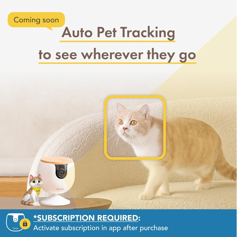 360 Degree Cat Camera, See Your Cat from Anywhere, Rotating 360 Degree Cat Tracking, Treat Toss, Color HD Night Vision, 2-Way Audio