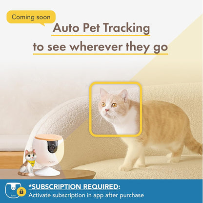 360 Degree Cat Camera, See Your Cat from Anywhere, Rotating 360 Degree Cat Tracking, Treat Toss, Color HD Night Vision, 2-Way Audio