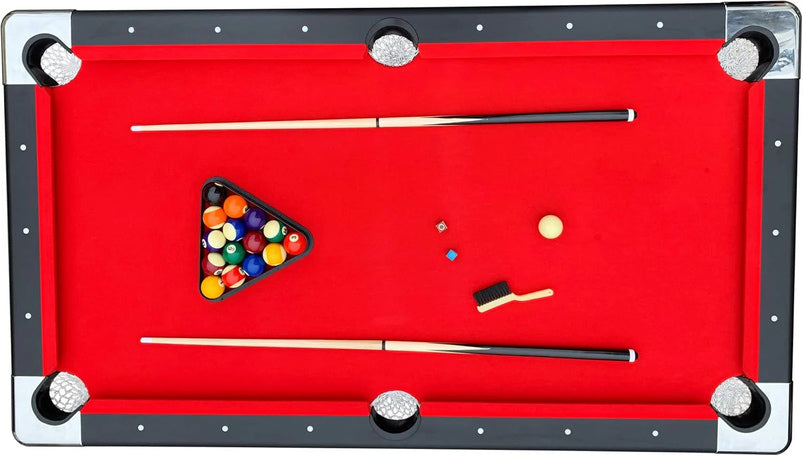 6 Ft Portable Pool Table, Adults Folding Billiards Tables for Game Room with Easy Foldable Storage, Includes Full Set of Billiard Balls, Cues