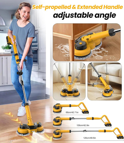 6000mAh Battery Electric Mop M1, 800RPM Cordless Electric Power Scrubber and Mops for Floor Cleaning, Automatic Spin Mops with Smart Display