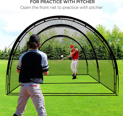 Baseball Batting Cage Net Batting Cages for Backyard Portable Baseball and Softball Batting Cages with Pitching Machine Hole and Detachable Door for