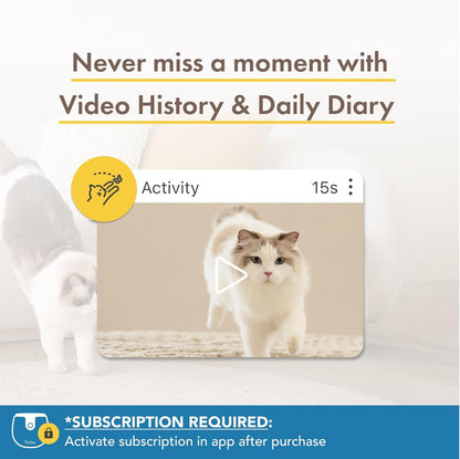 360 Degree Cat Camera, See Your Cat from Anywhere, Rotating 360 Degree Cat Tracking, Treat Toss, Color HD Night Vision, 2-Way Audio