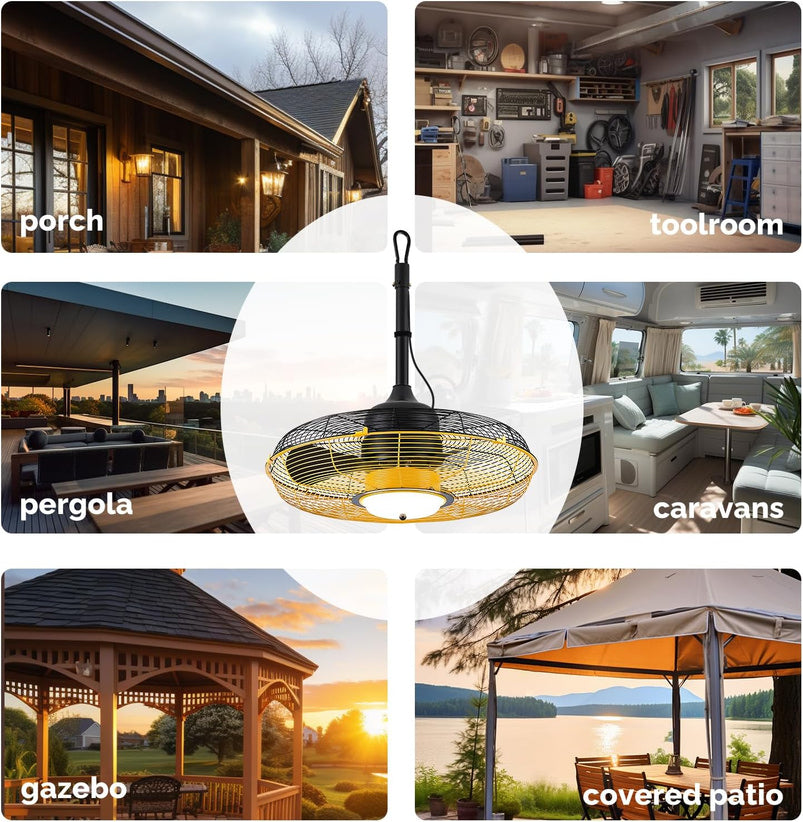 21 in Outdoor Ceiling Fan with Light, Plug in Ceiling Fan with Remote, Gazebo Fans Outdoor Hanging for Patios Waterproof