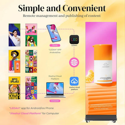 80" P1.86 Flexible Spliceable LED Poster Display, USB Plug-and-Play, Mobile and Pc Remote Control, Digital Signage Advertising Screen Silver, 1-Pack