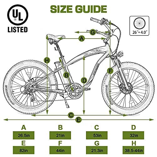 750W Electric Bike 26 in Fat Tire Adult Electric Bicycles 48V 13Ah Removable Lithium Battery E-Bike with Suspension Fork Aluminium Frame Beach Snow