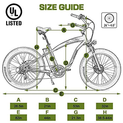 750W Electric Bike 26 in Fat Tire Adult Electric Bicycles 48V 13Ah Removable Lithium Battery E-Bike with Suspension Fork Aluminium Frame Beach Snow