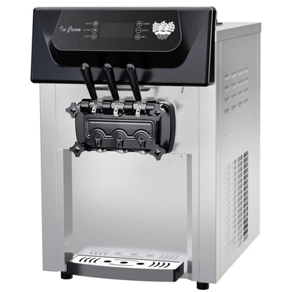 2200W Commercial 3 Flavor Soft Serve Ice Cream Machine, 5.3-7.4 Gal/Hr, with LCD Touch Screen, Automatic Cleaning, for Home Snack Bar and Restaurants