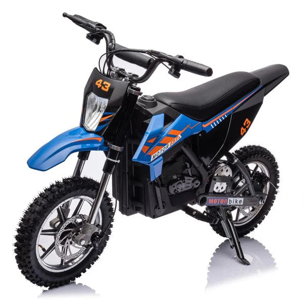 36V Kids Electric Dirt Bike, 36V, 350W, 15.5MPH, LED, 175lbs Max, Blue