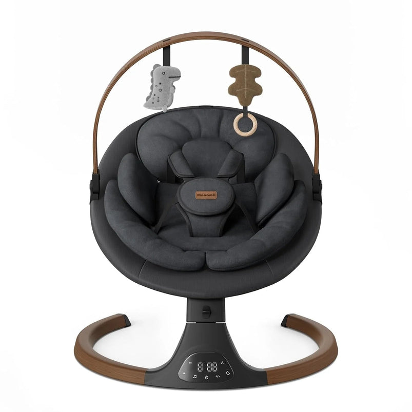 Baby Swings for Infants, Monamii Baby Swing, Bluetooth Infant Swing with Music Speaker, 5 Speeds and Remote Control, Indoor and Outdoor Use
