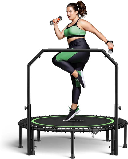 Bcan 450/550 Lbs Foldable Mini Trampoline, 40"/48" Fitness Trampoline with Bungees, U Shape Adjustable Foam Handle