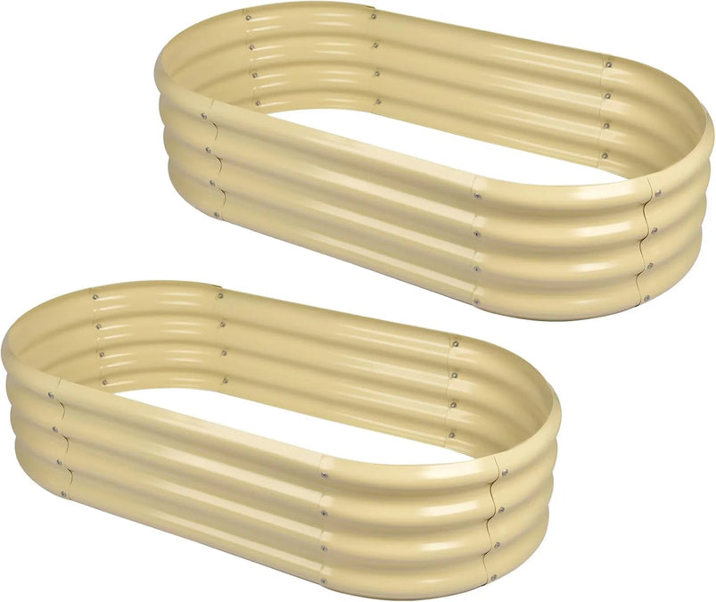 2Pcs Galvanized Raised Garden Bed Kit, 10x4x1ft Galvanized Planter Raised Garden Boxes Outdoor, Oval Large Metal Raised Garden Beds for Vegetables