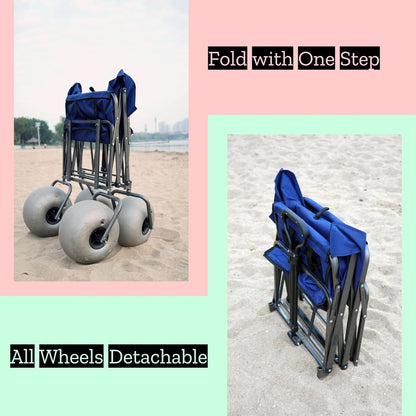 Beach Cart with 13" Balloon Wheels, Chair Racks and Pump Included