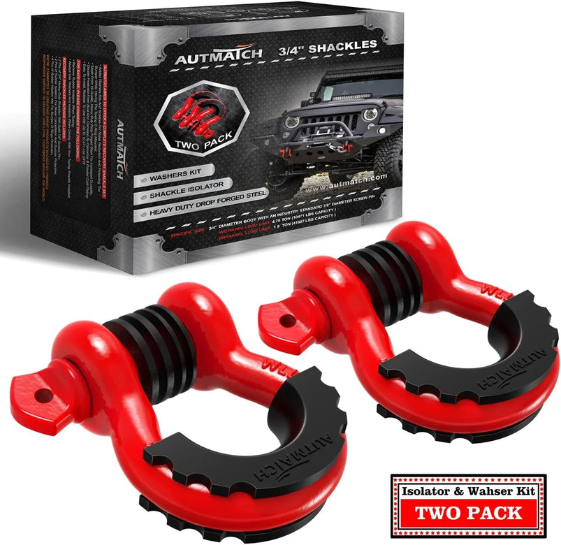 Autmatch D Ring Shackle 3/4" Shackles 2 Pack 41, 887Ibs Break Strength with 7/8" Screw Pin