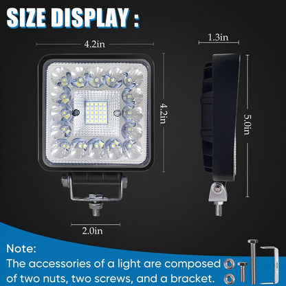 4-Inch LED 120W 10000lm 12V 24V Truck ATV UTV RV Rzr Boat Pickup Golf Cart Snow Blower Square LED Off-Road Driving Workplace Cube Light Pod, 10Pack