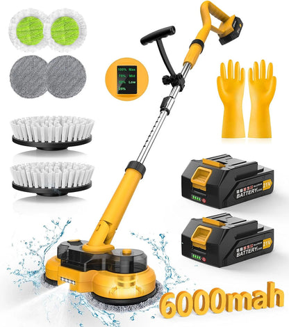 6000mAh Battery Electric Mop M1, 800RPM Cordless Electric Power Scrubber and Mops for Floor Cleaning, Automatic Spin Mops with Smart Display