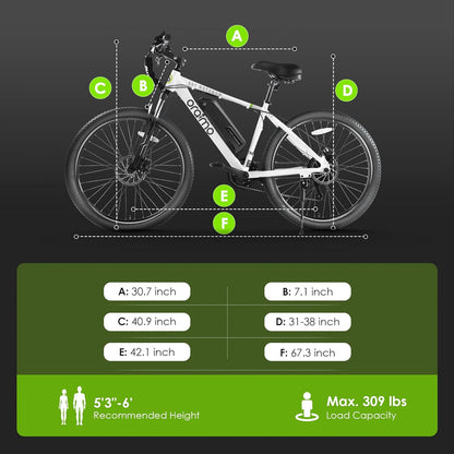 Adult Electric Bike, 350W BAFANG Motor 500W Peak, 4A 3H Fast Charging, 468Wh Li-Ion Battery, 21 Speed Gears, Air Saddle