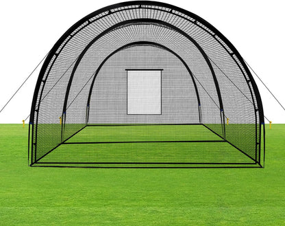 Baseball Batting Cage Net Batting Cages for Backyard Portable Baseball and Softball Batting Cages with Pitching Machine Hole and Detachable Door for