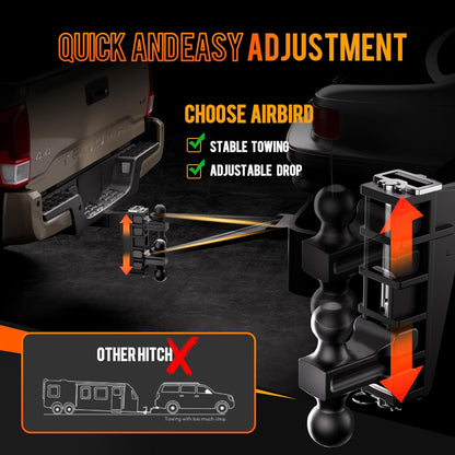 Adjustable Trailer Hitch Fits 2-Inch Receiver