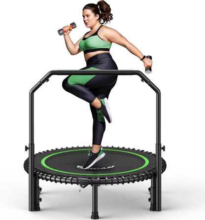 Bcan 450/550 Lbs Foldable Mini Trampoline, 40"/48" Fitness Trampoline with Bungees, U Shape Adjustable Foam Handle