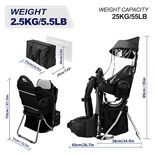 Besrey Child Carrier Lightweight Child Toddler Kids Carrier Backpack for Camping Hiking Grey