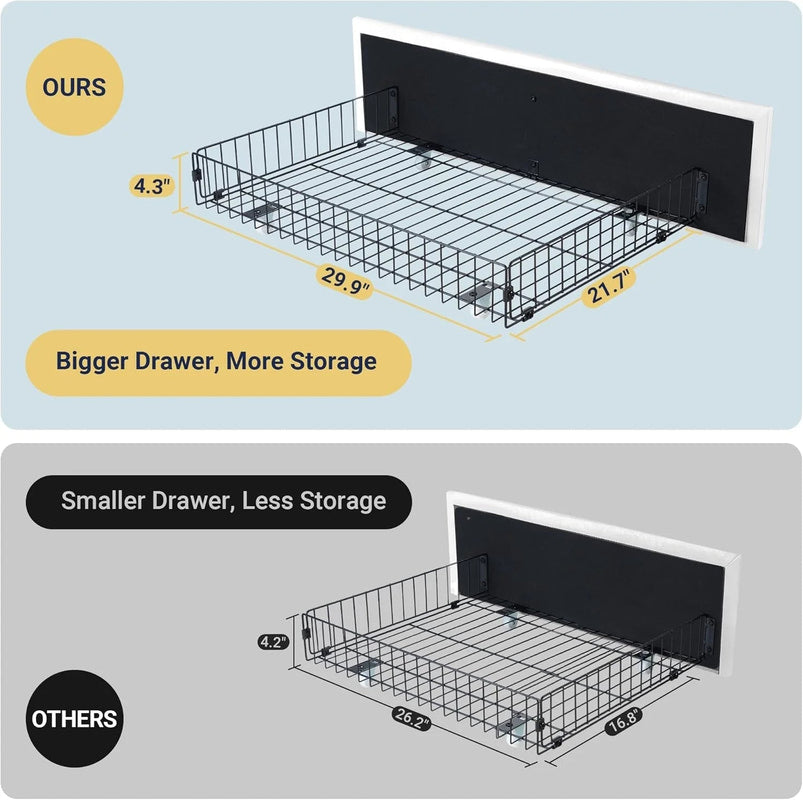 Allewie Upholstered Queen Size Platform Bed Frame with 4 Storage Drawers and Headboard, Square Stitched Button Tufted