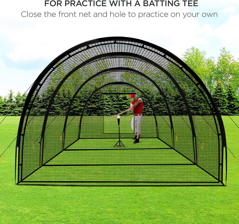 Baseball Batting Cage Net Batting Cages for Backyard Portable Baseball and Softball Batting Cages with Pitching Machine Hole and Detachable Door for