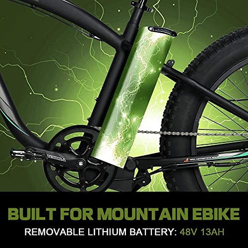 750W Electric Bike 26 in Fat Tire Adult Electric Bicycles 48V 13Ah Removable Lithium Battery E-Bike with Suspension Fork Aluminium Frame Beach Snow