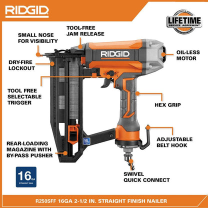 6 Gal. Portable Electric Pancake Air Compressor W/ 18GA Brad Nailer, 16GA Straight Finish Nailer, and 18GA Finish Stapler R69603FK