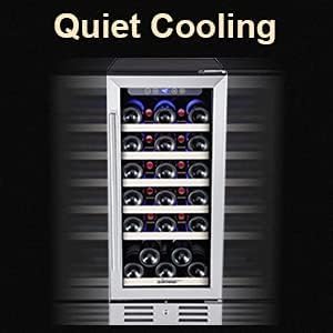 24 Inch Wine Cooler, 46 Bottle, Dual Zone Built-in or Freestanding Fridge with Stainless Steel Reversible Glass Door, for Home, Kitchen, or Office