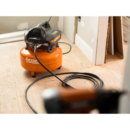 6 Gal. Portable Electric Pancake Air Compressor W/ 18GA Brad Nailer, 16GA Straight Finish Nailer, and 18GA Finish Stapler R69603FK