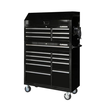41 In. 16-Drawer Tool Chest and Cabinet Combo in Gloss Black