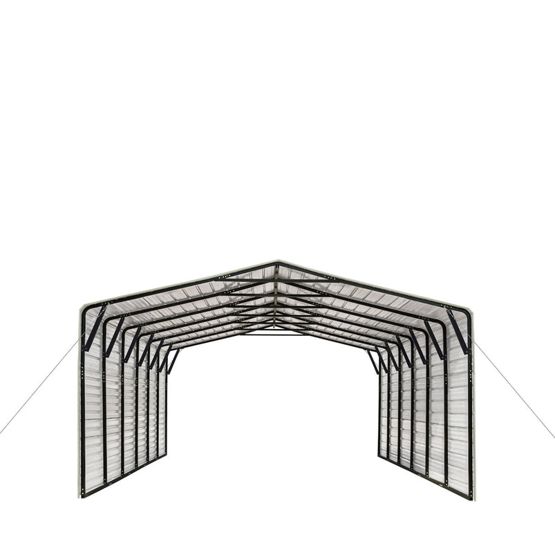 CP2030F 20' x 30' All-Steel Carport Shed with 10' Enclosed Sidewalls, 2025