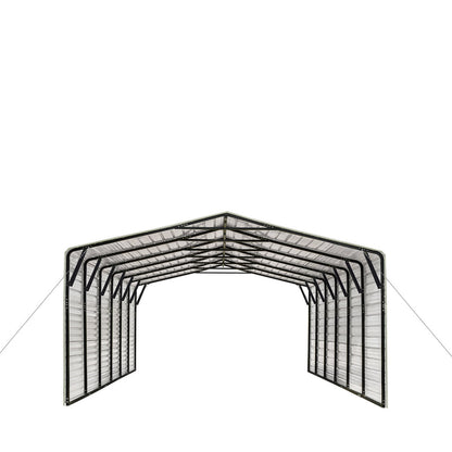 CP2030F 20' x 30' All-Steel Carport Shed with 10' Enclosed Sidewalls, 2025